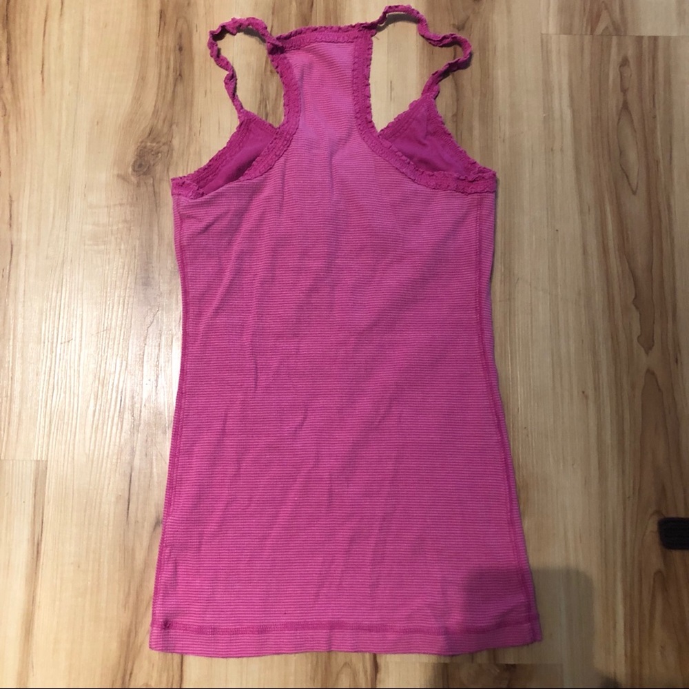 Hot Pink Ribbed Razor Back Tank Top - Picture 4 of 4